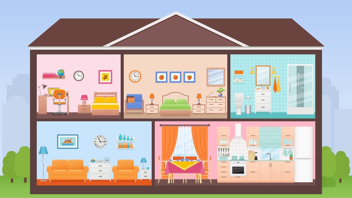 Дом с комнатами вектор