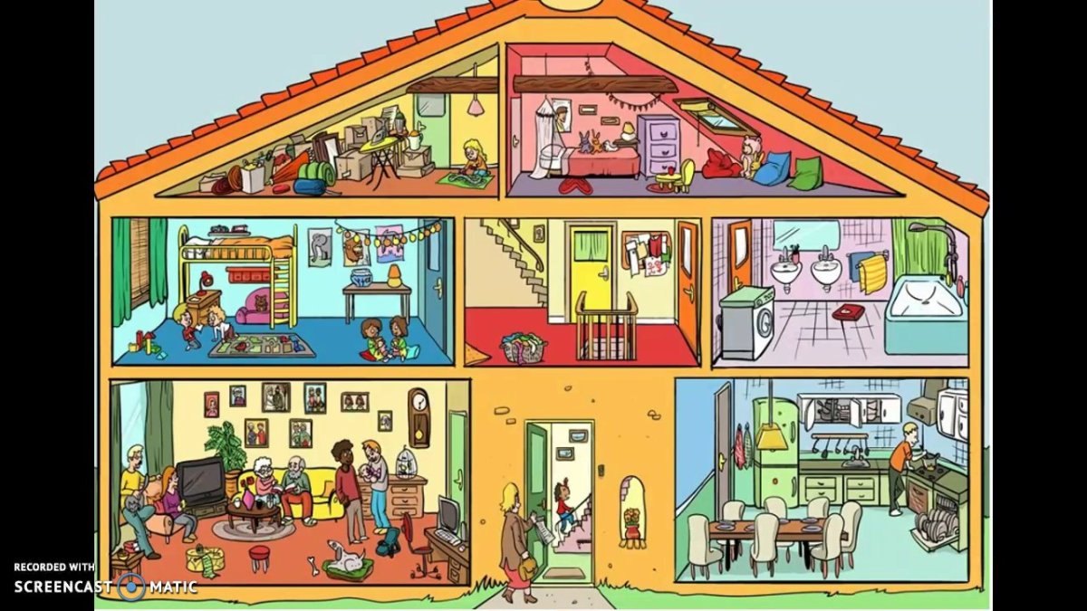 Дом в разрезе с комнатами