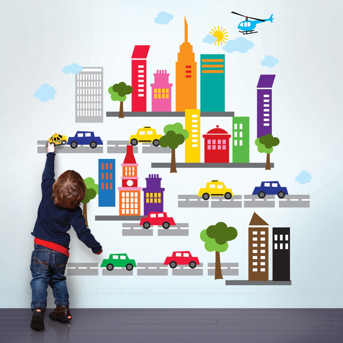 Город на стене в детском саду