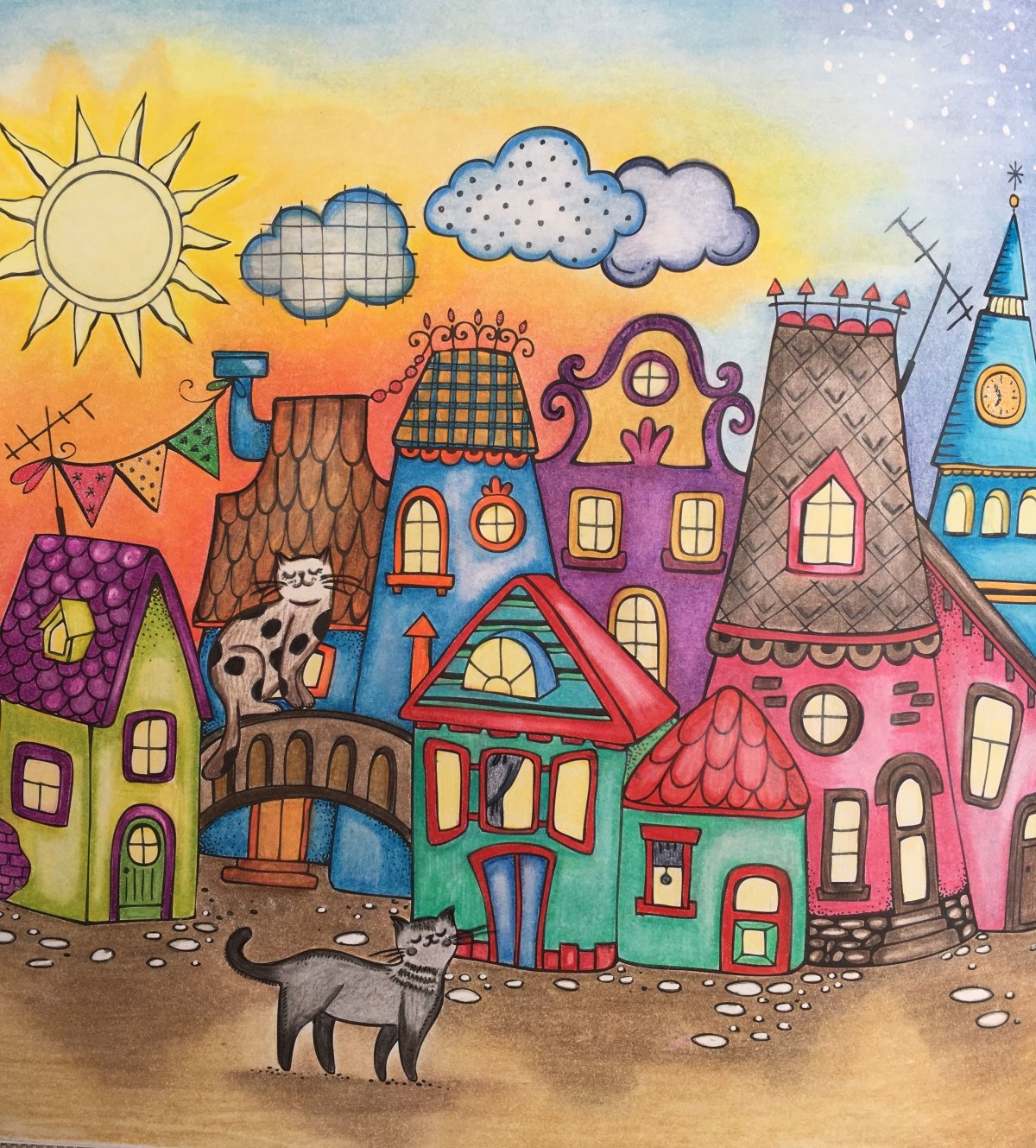 Город цветными карандашами