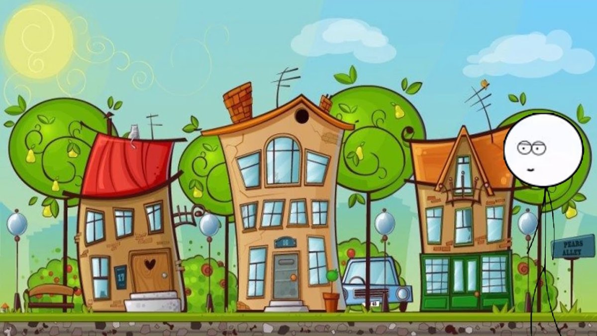 Мультяшный дом в городе