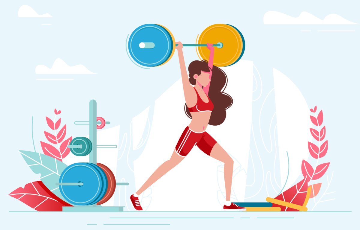 Девочка занимается спортам вектор