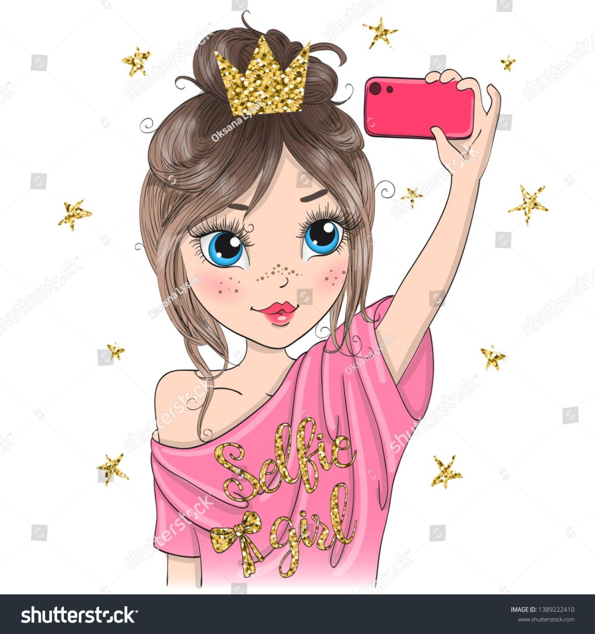Девочка селфи иллюстрация