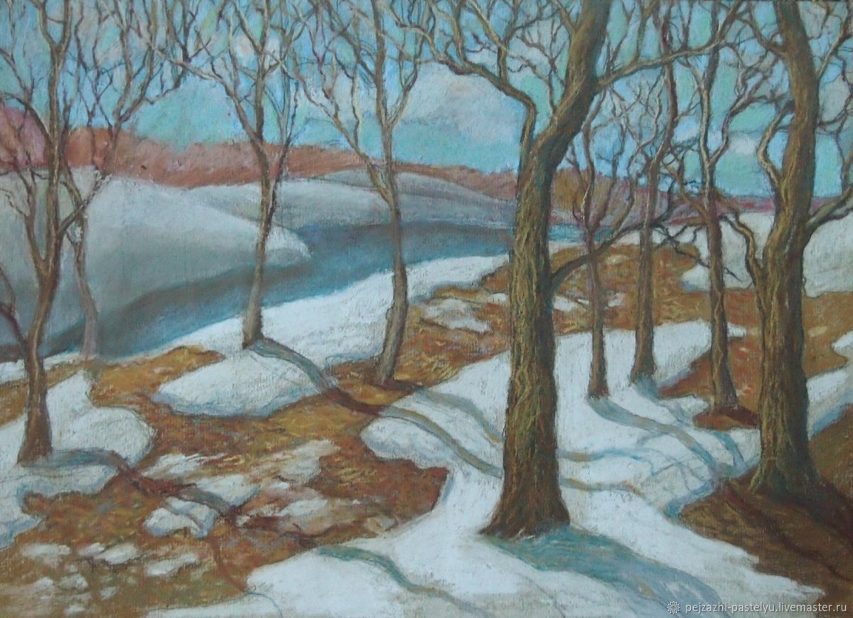 Весенний пейзаж пастелью