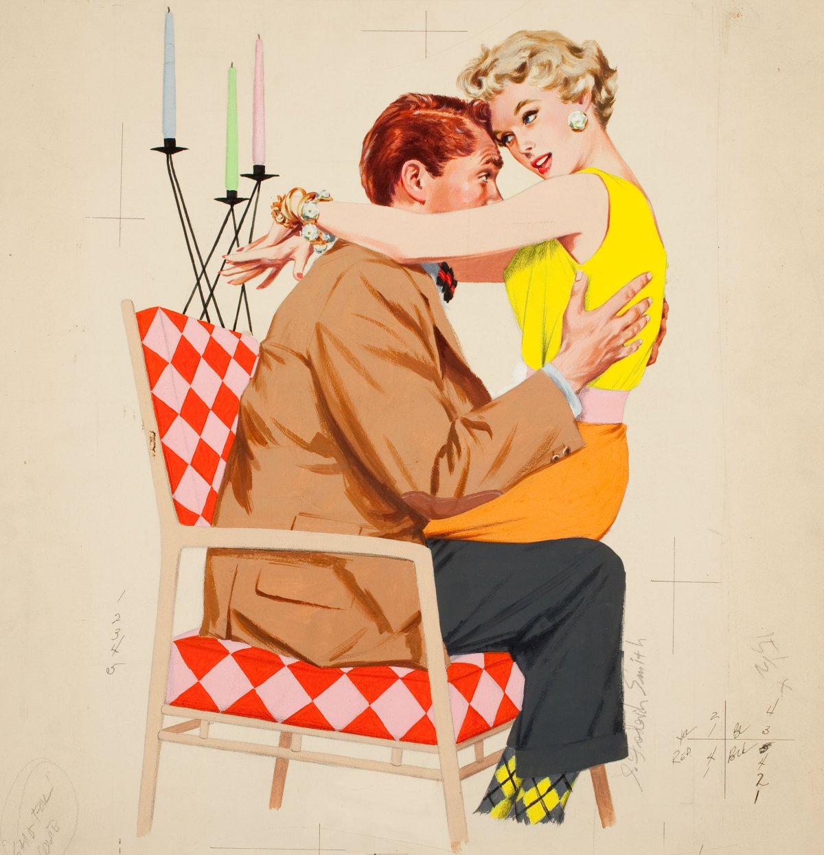 Винтажные иллюстрации женщина и мужчина