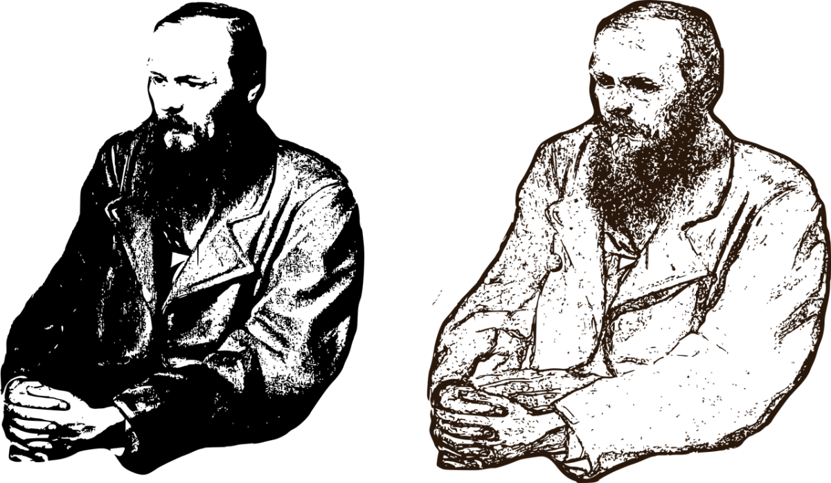 Федор Достоевский на белом фоне