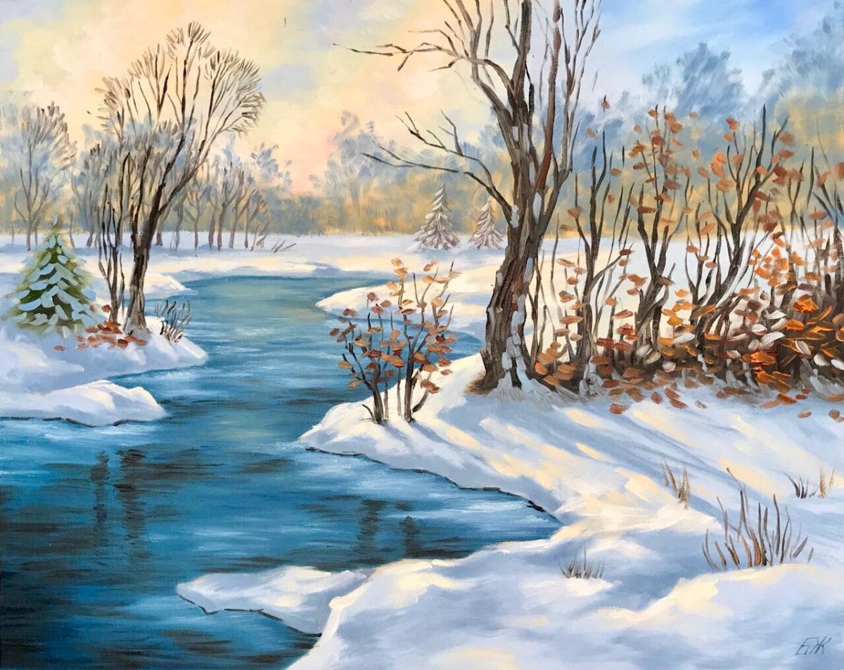 Боб Росс зимний пейзаж