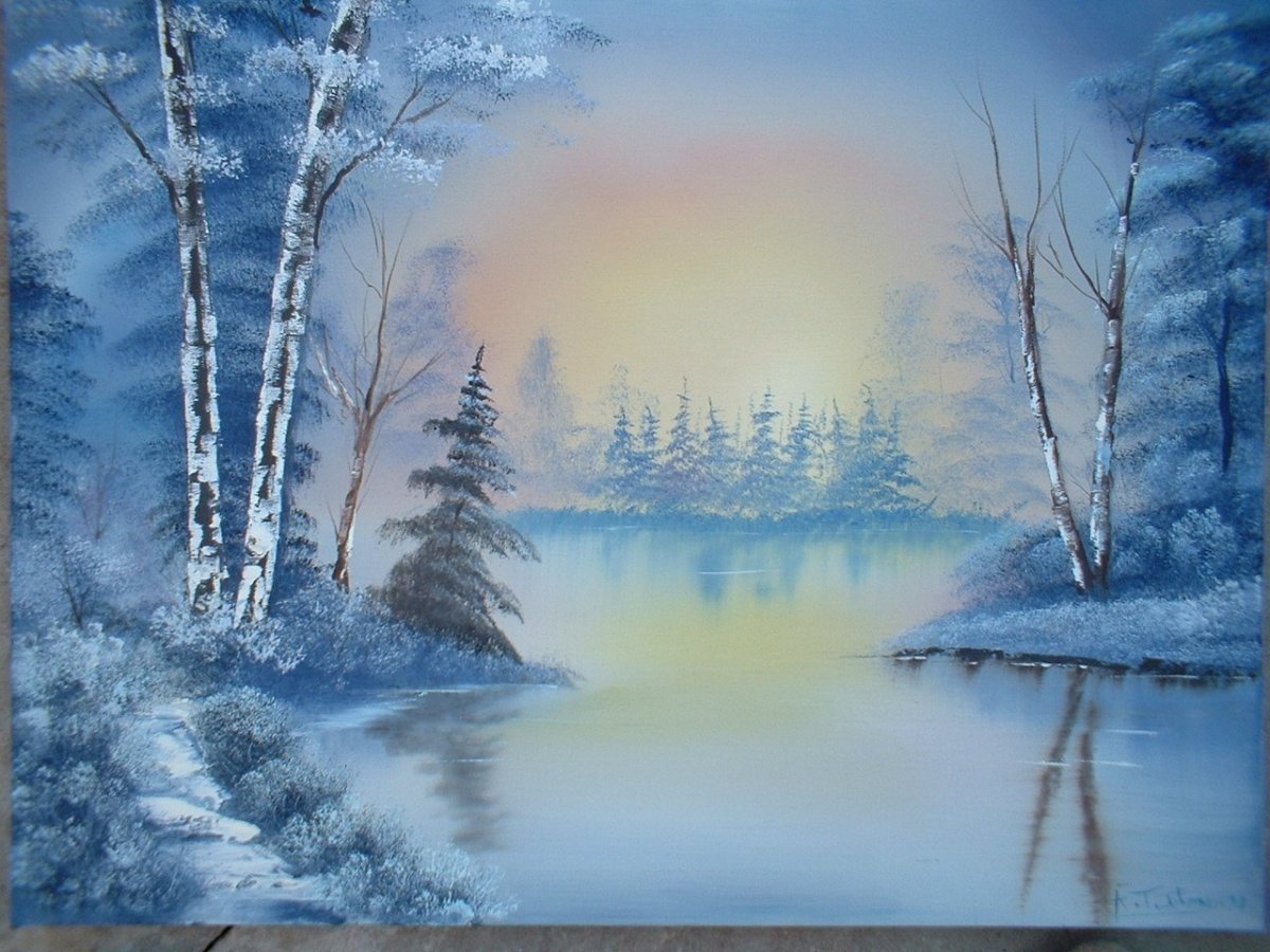 Зимний пейзаж рисунок