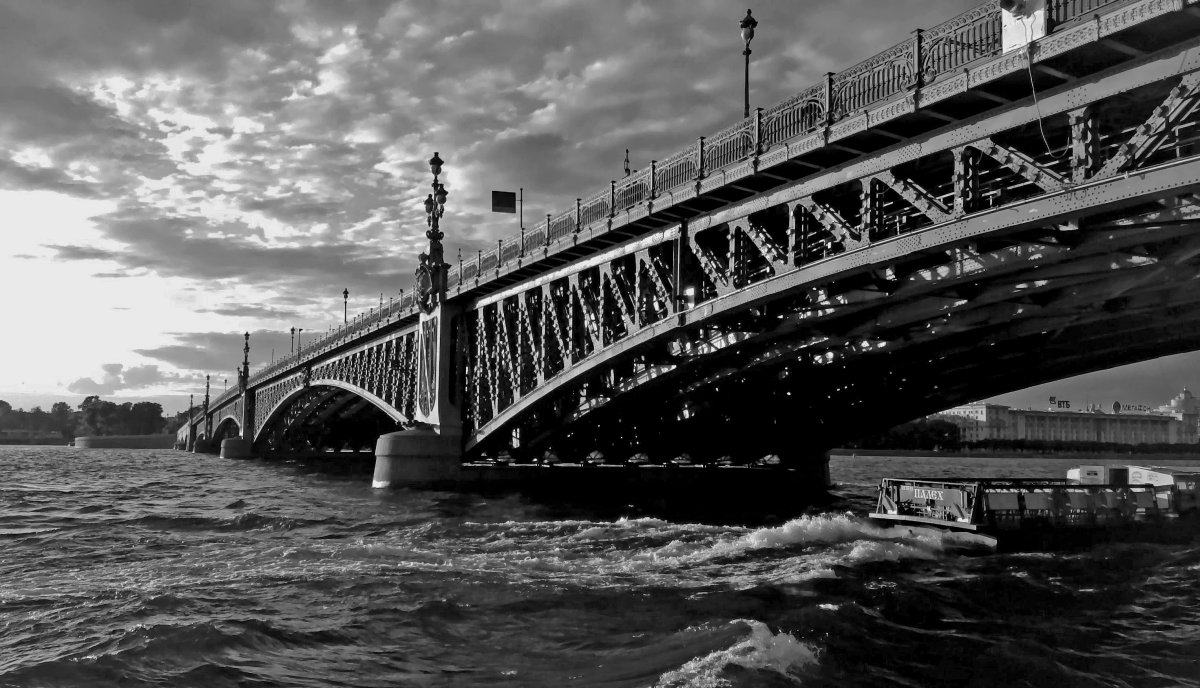 Благовещенский мост черно белый