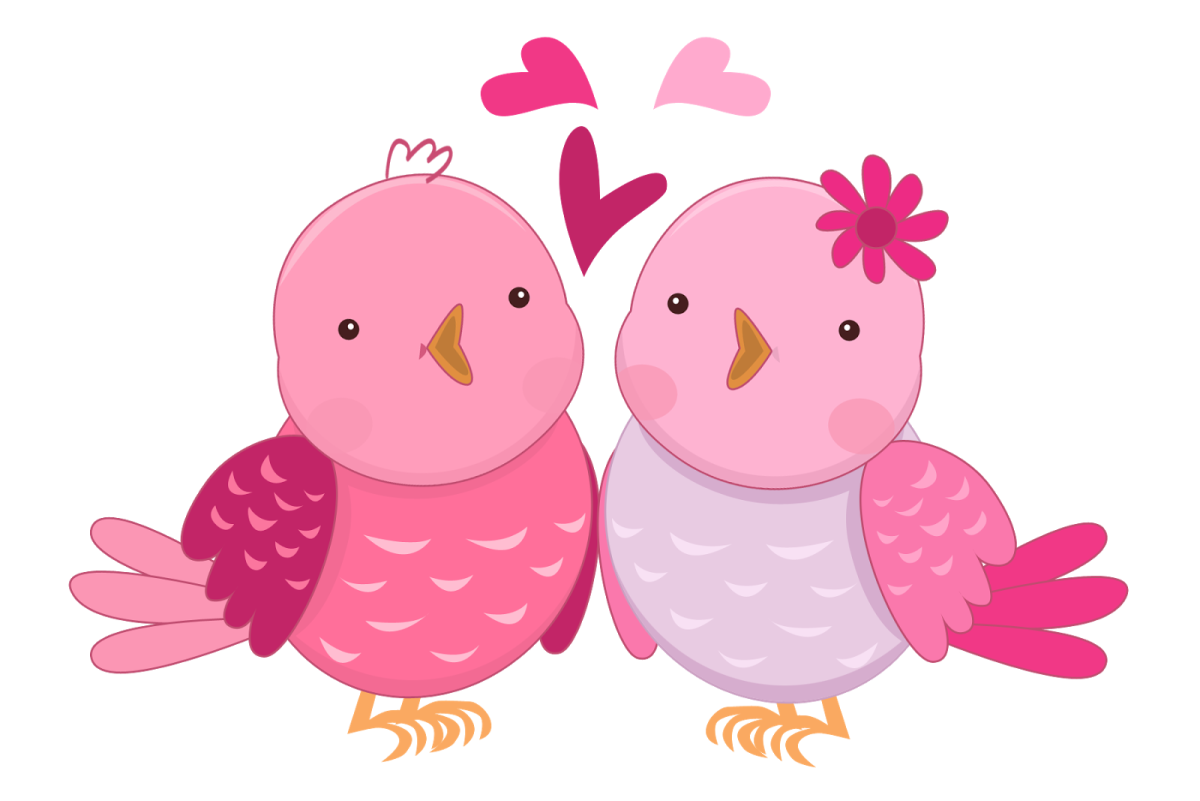 Розовые птички мультяшные