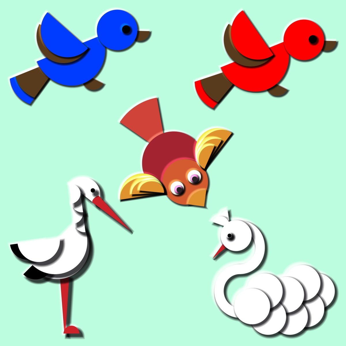 Птичка из геометрических фигур