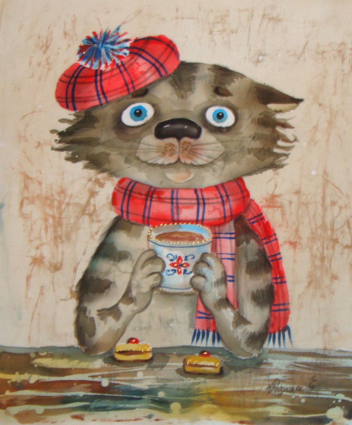 Доброе утро живопись кот