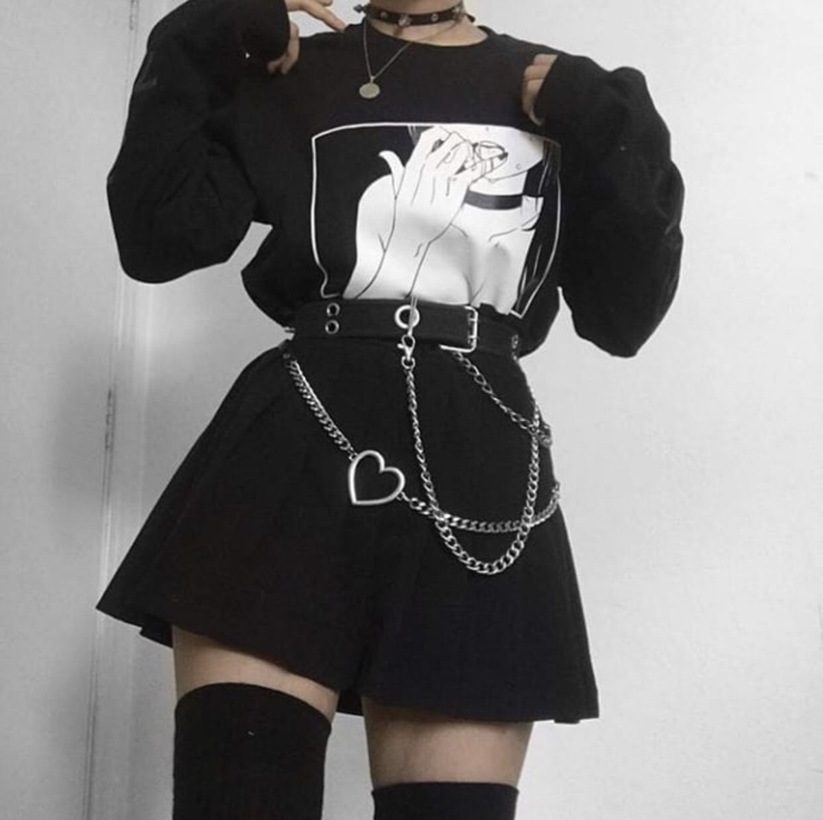 Goth outfit Грандж 2020 корейская одежда