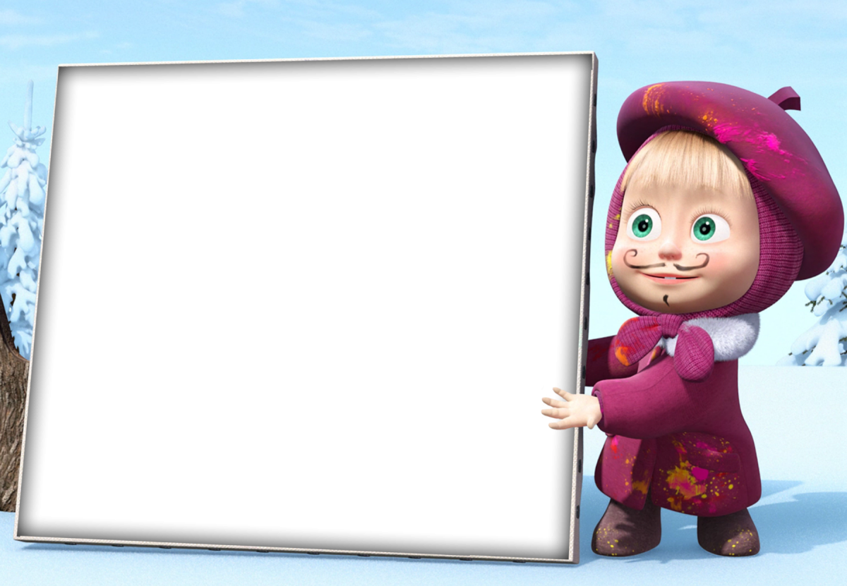 Рамка Маша и медведь на прозрачном фоне