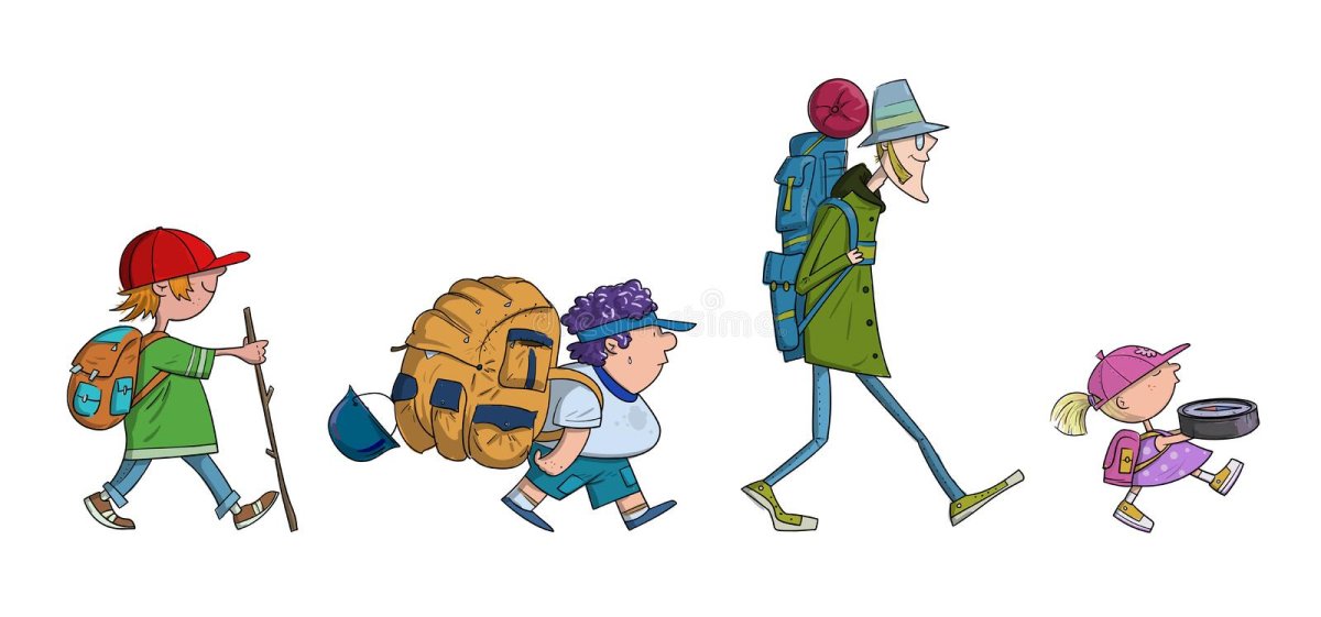 Турист с рюкзаком мультяшный