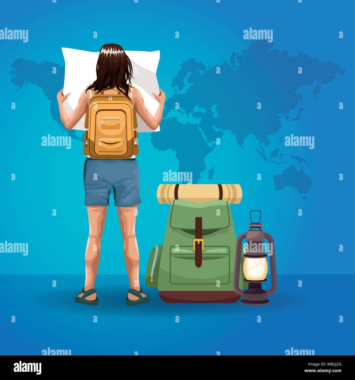 Веселый турист с рюкзаком