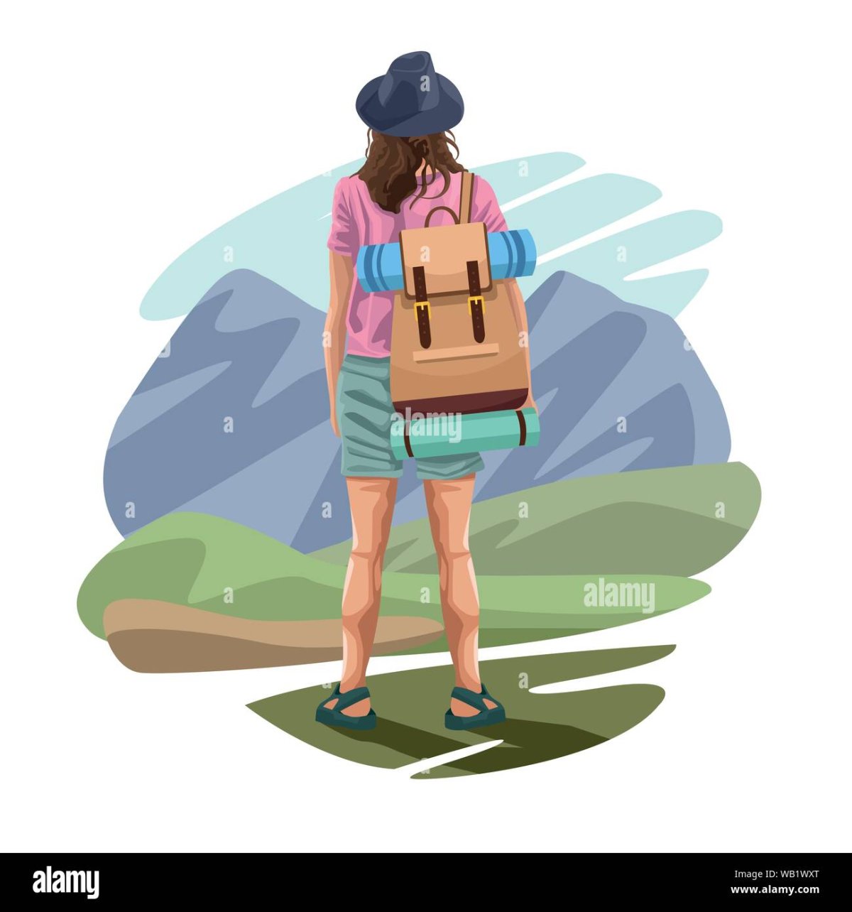 Турист с рюкзаком без фона