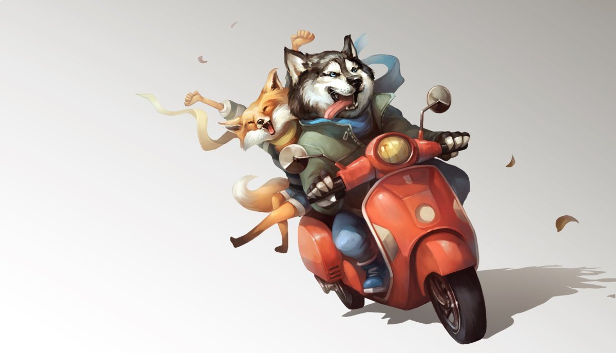 Лис на мотоцикле