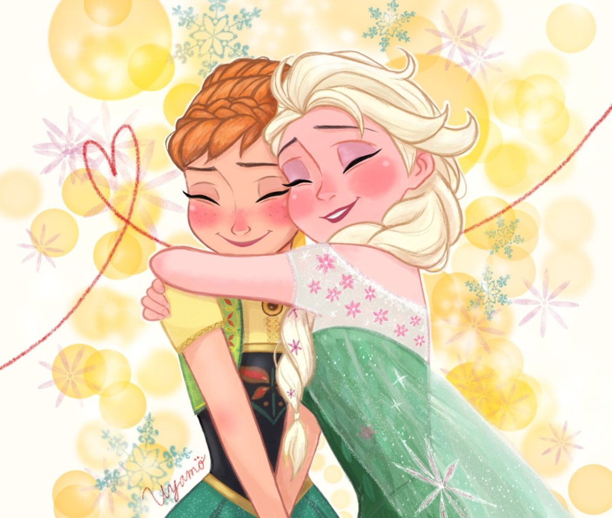 Дисней Анна и Эльза обнимаются