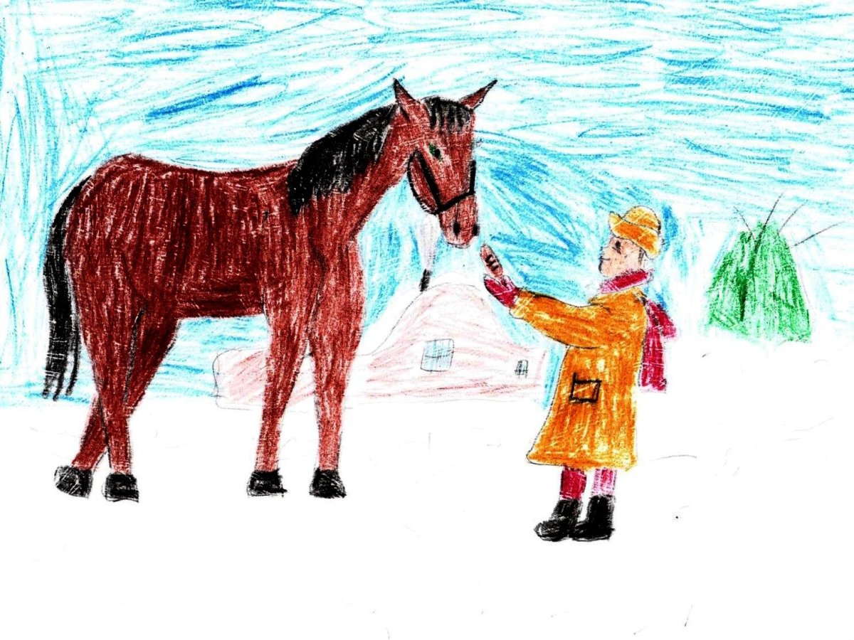 Слепая лошадь рисунок школьника
