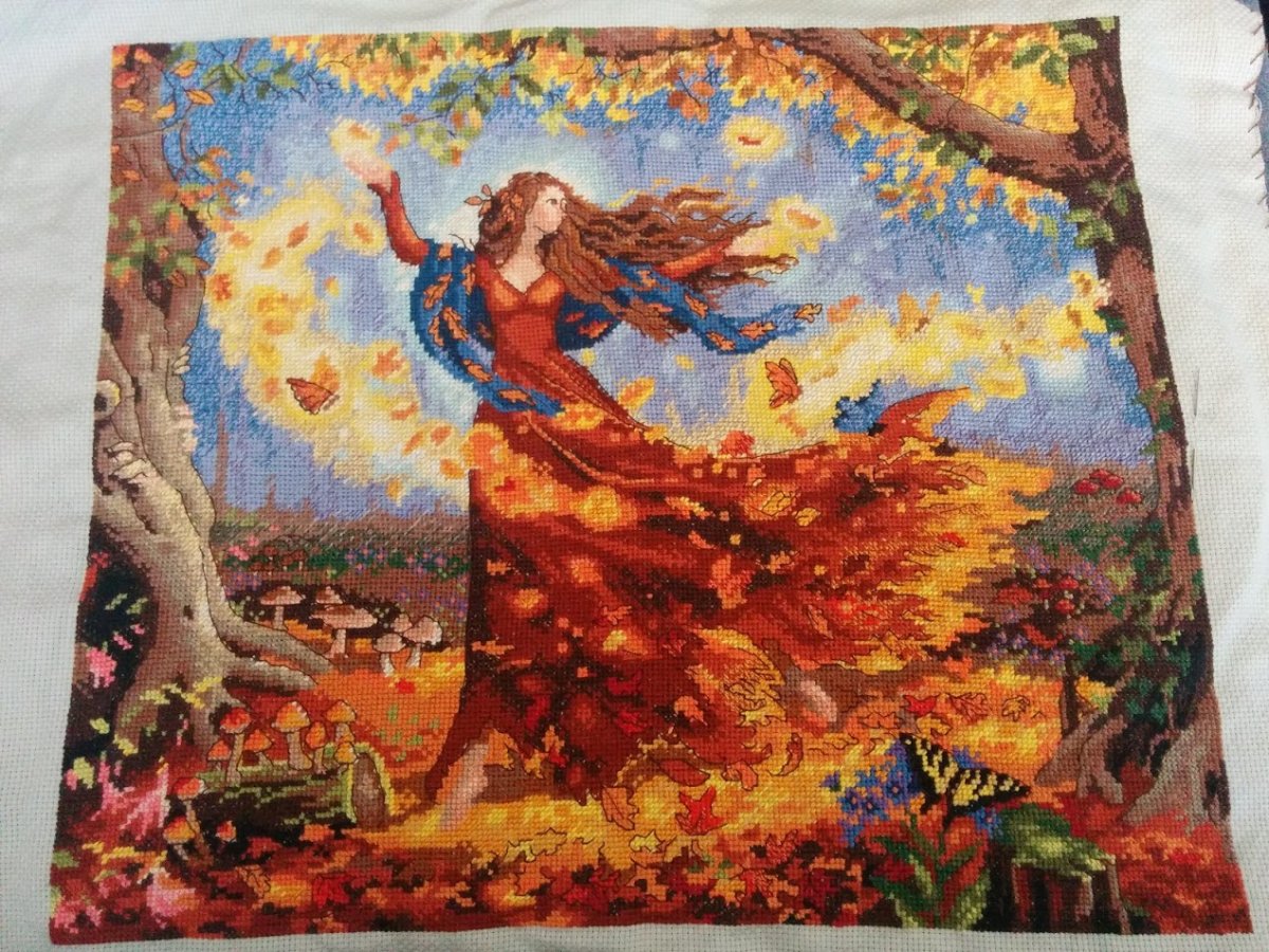 Нарисовать девушку осень