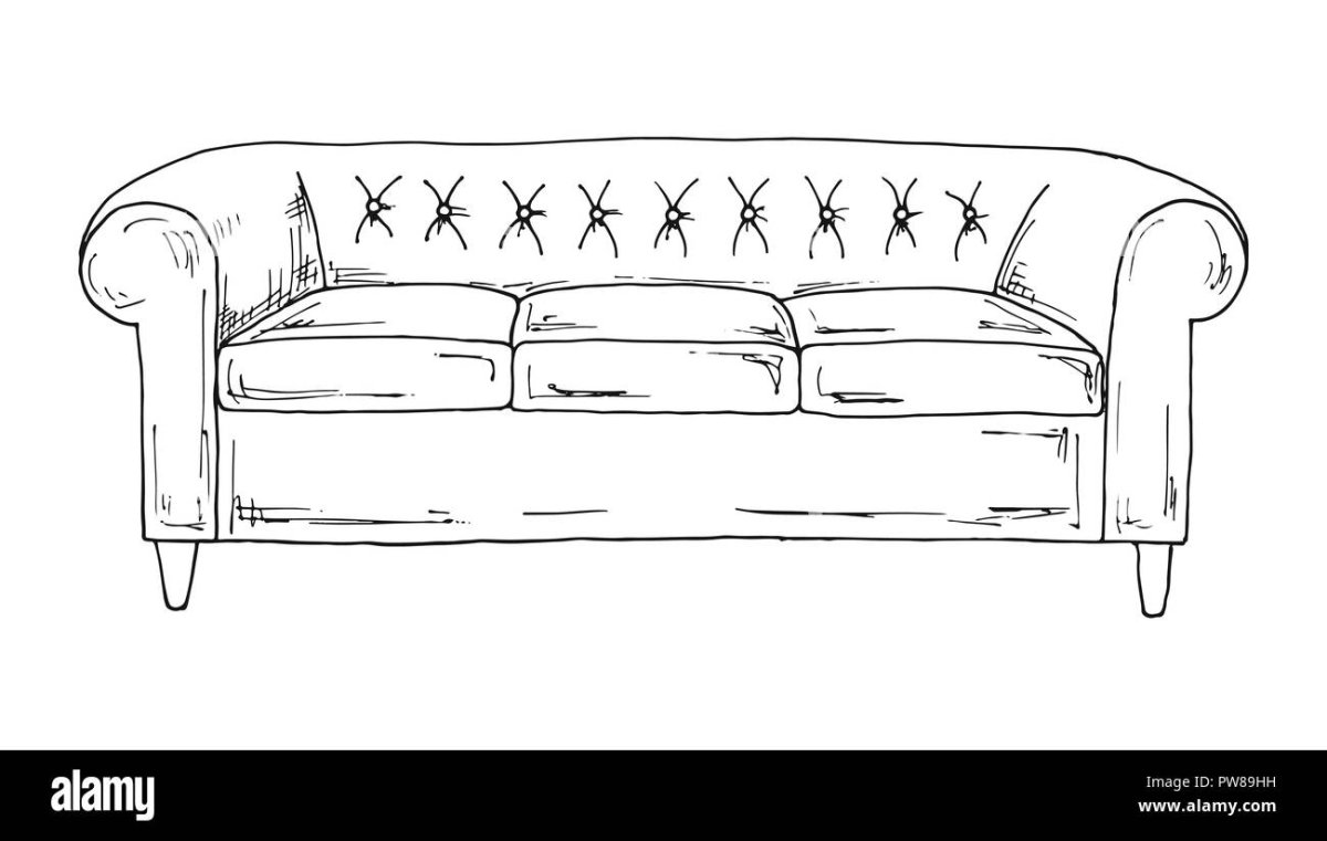 Диван черно белый рисунок