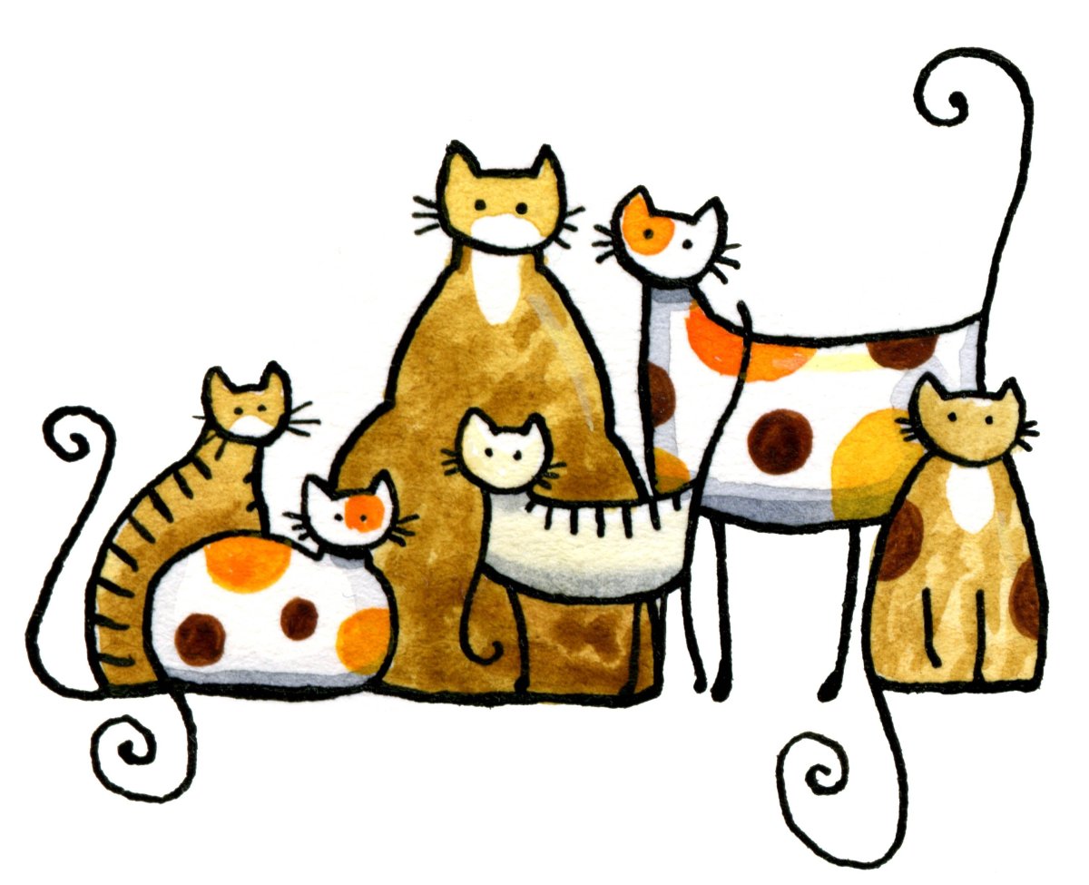 Семья кошек рисунок