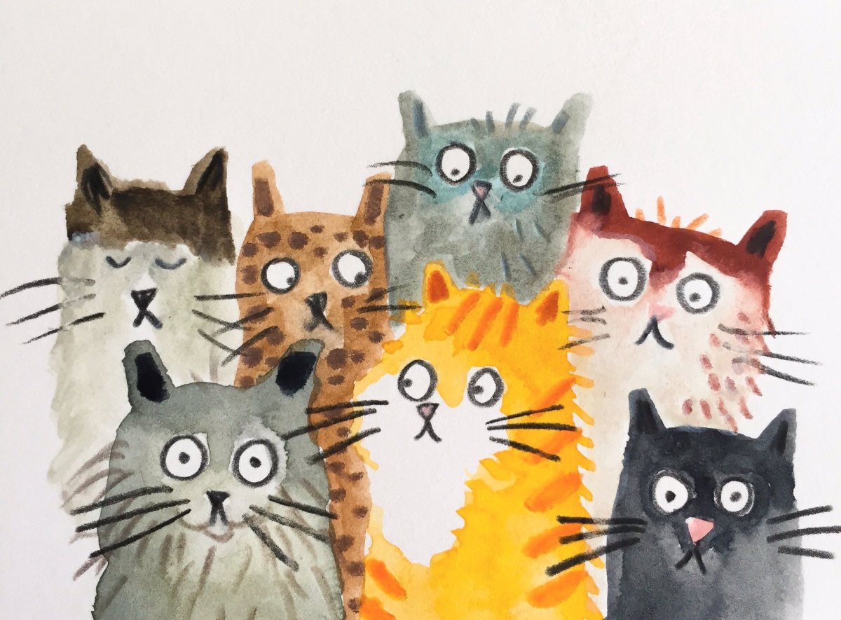 Семь кошек иллюстрации
