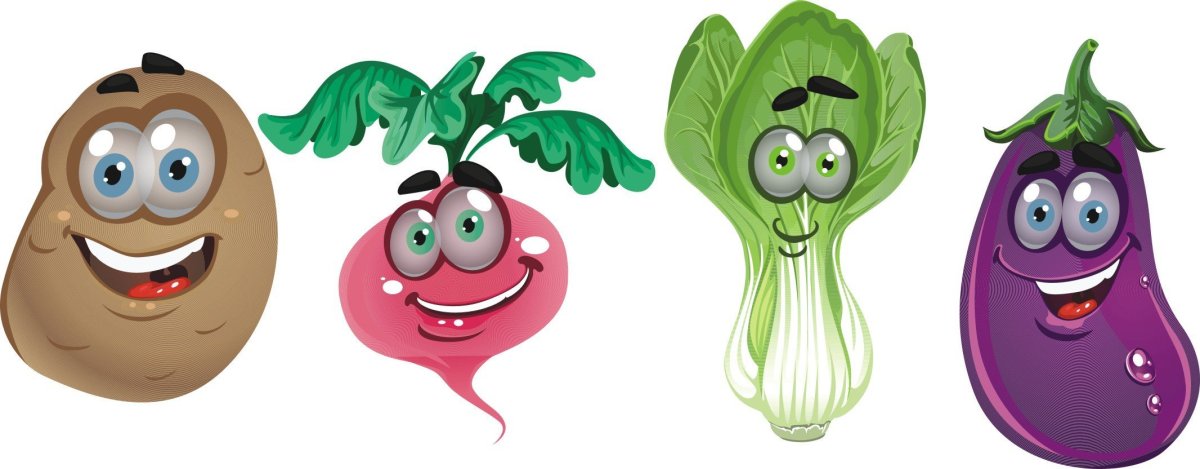 Овощи персонажи векторное