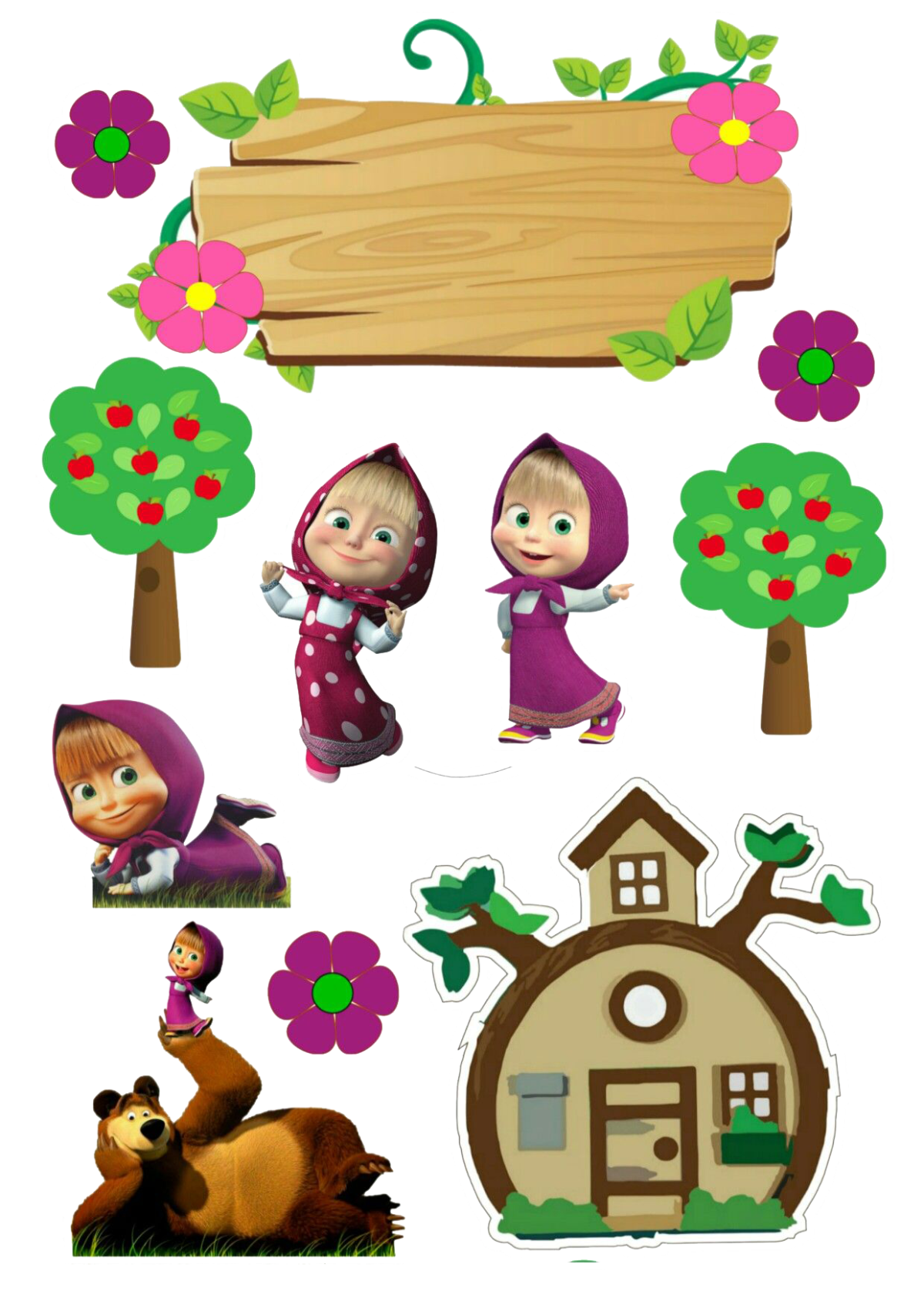 Маша и медведь печать на сахарной бумаге