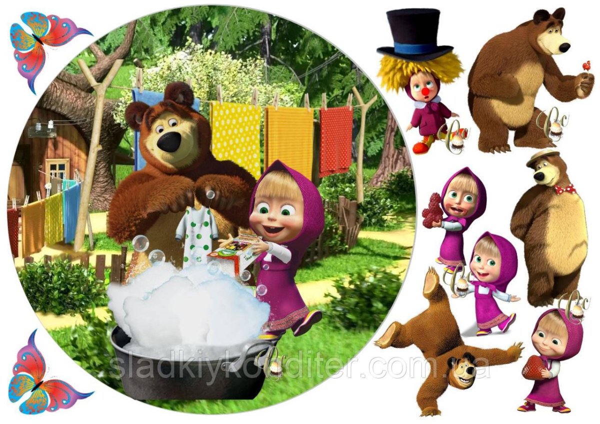 Маша с хвостиками и медведь декор