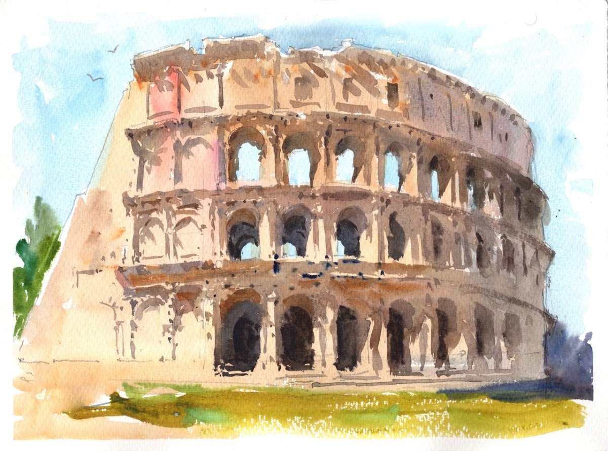 Колизей акварель Рим