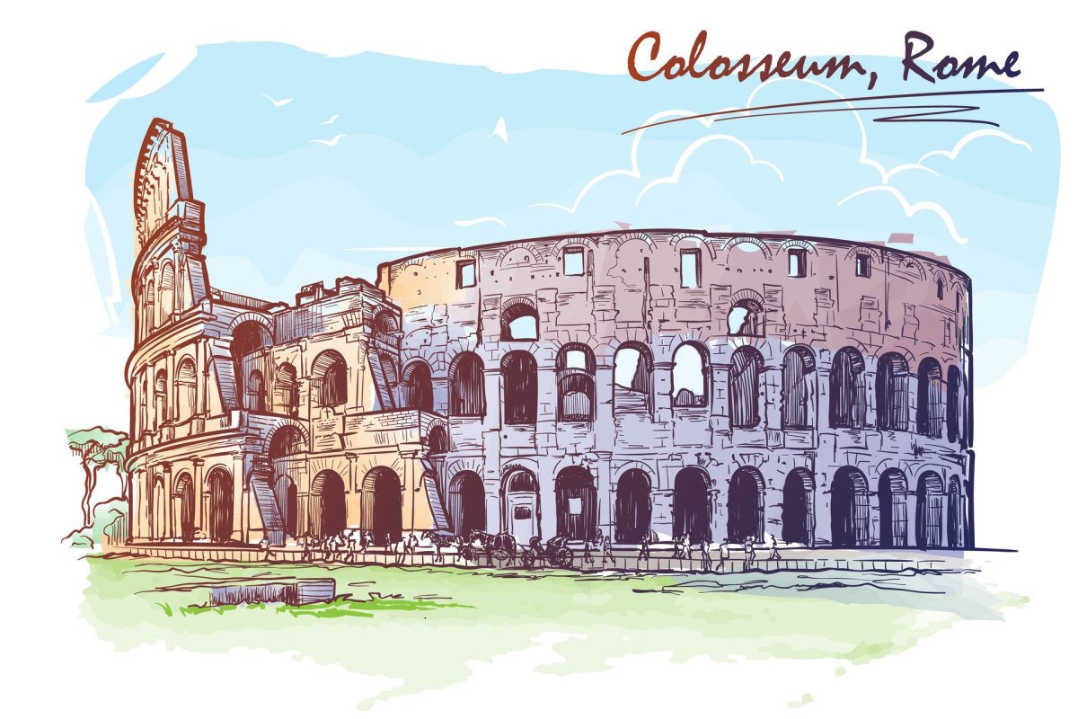 Колизей акварелью