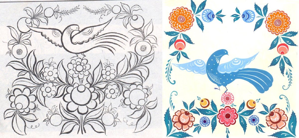 Городецкая роспись из Розанов и купавок