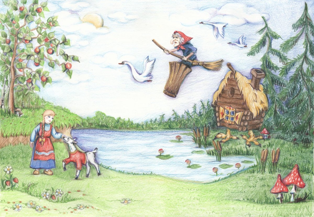 Гуси лебеди иллюстрации