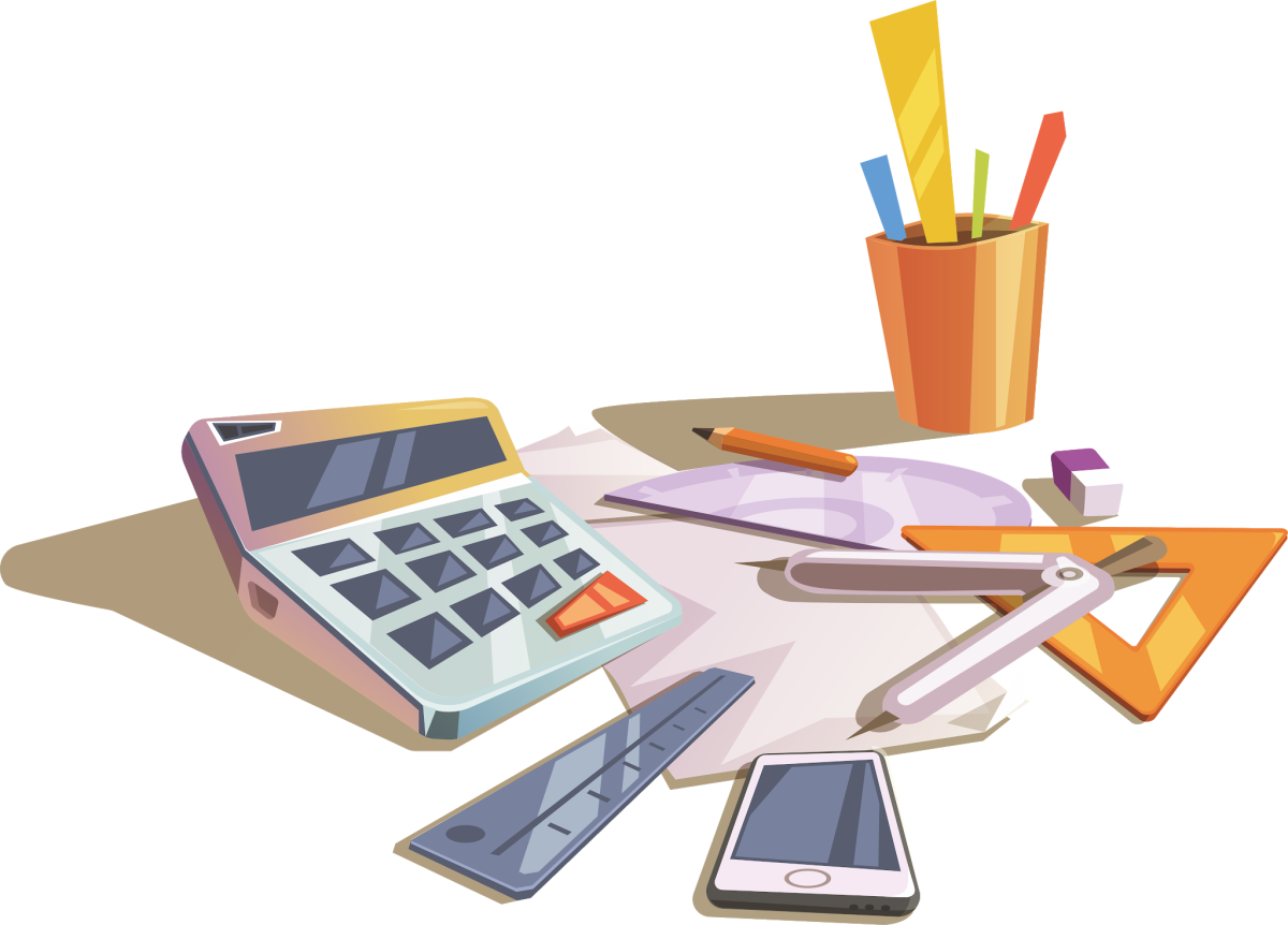 Школьные предметы на прозрачном фоне