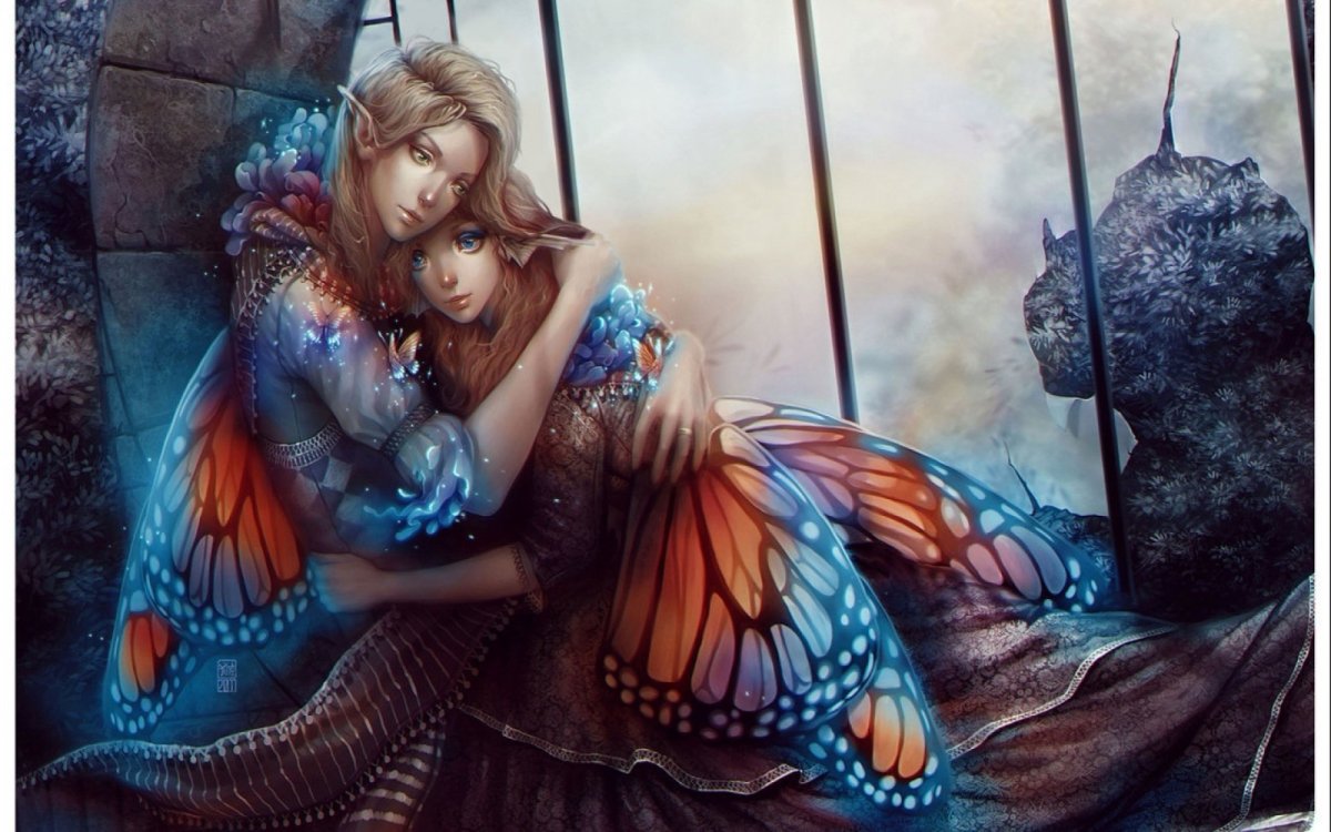 Девушка с крыльями бабочки фэнтези