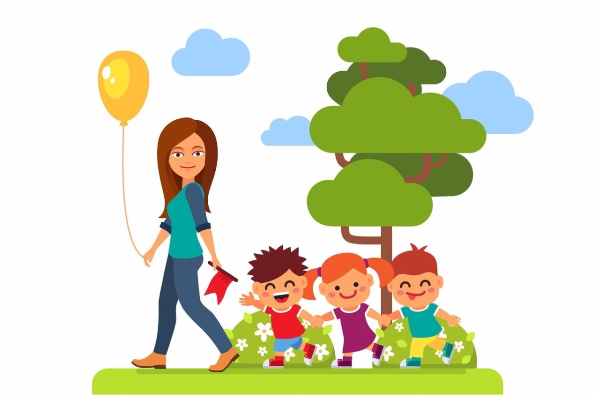 Воспитатель и дети мультяшные