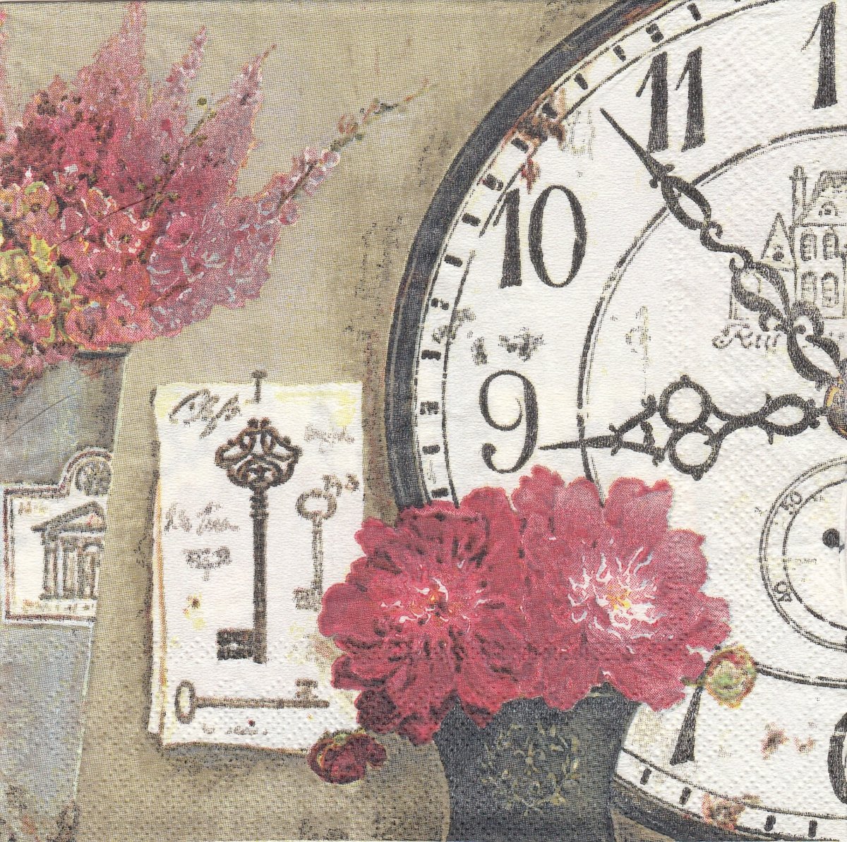 Винтажные часы и цветы