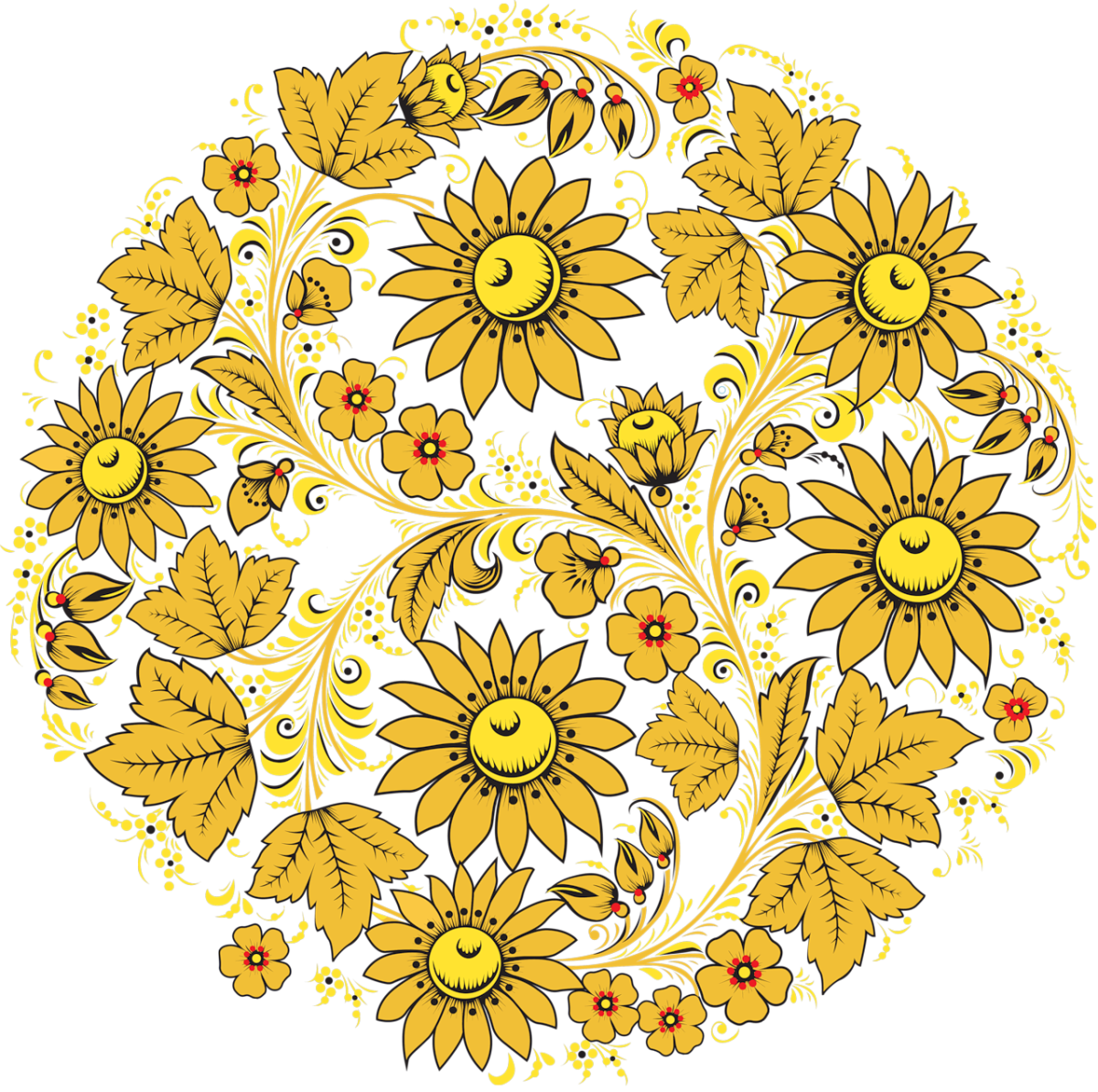 Цветочный орнамент в круге