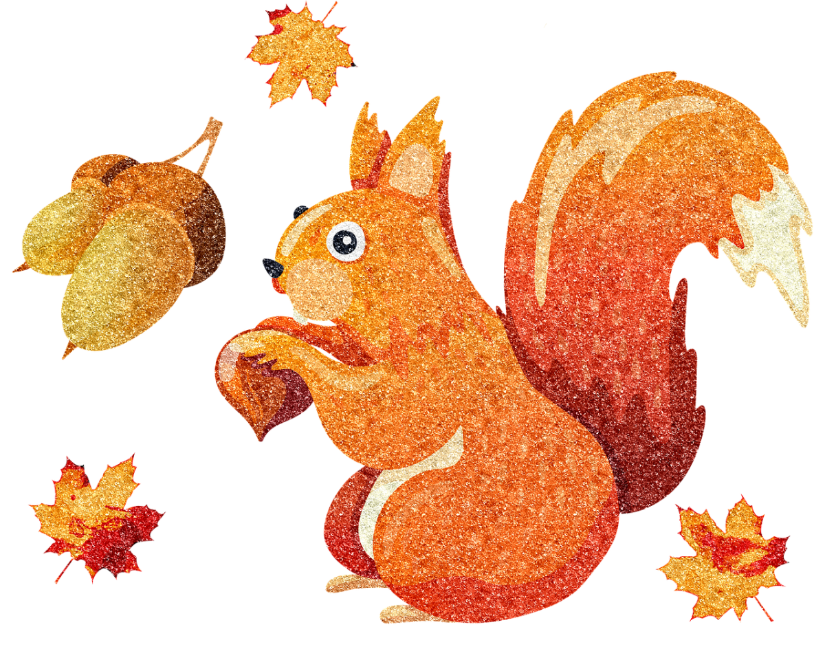 Белка из осенних листьев