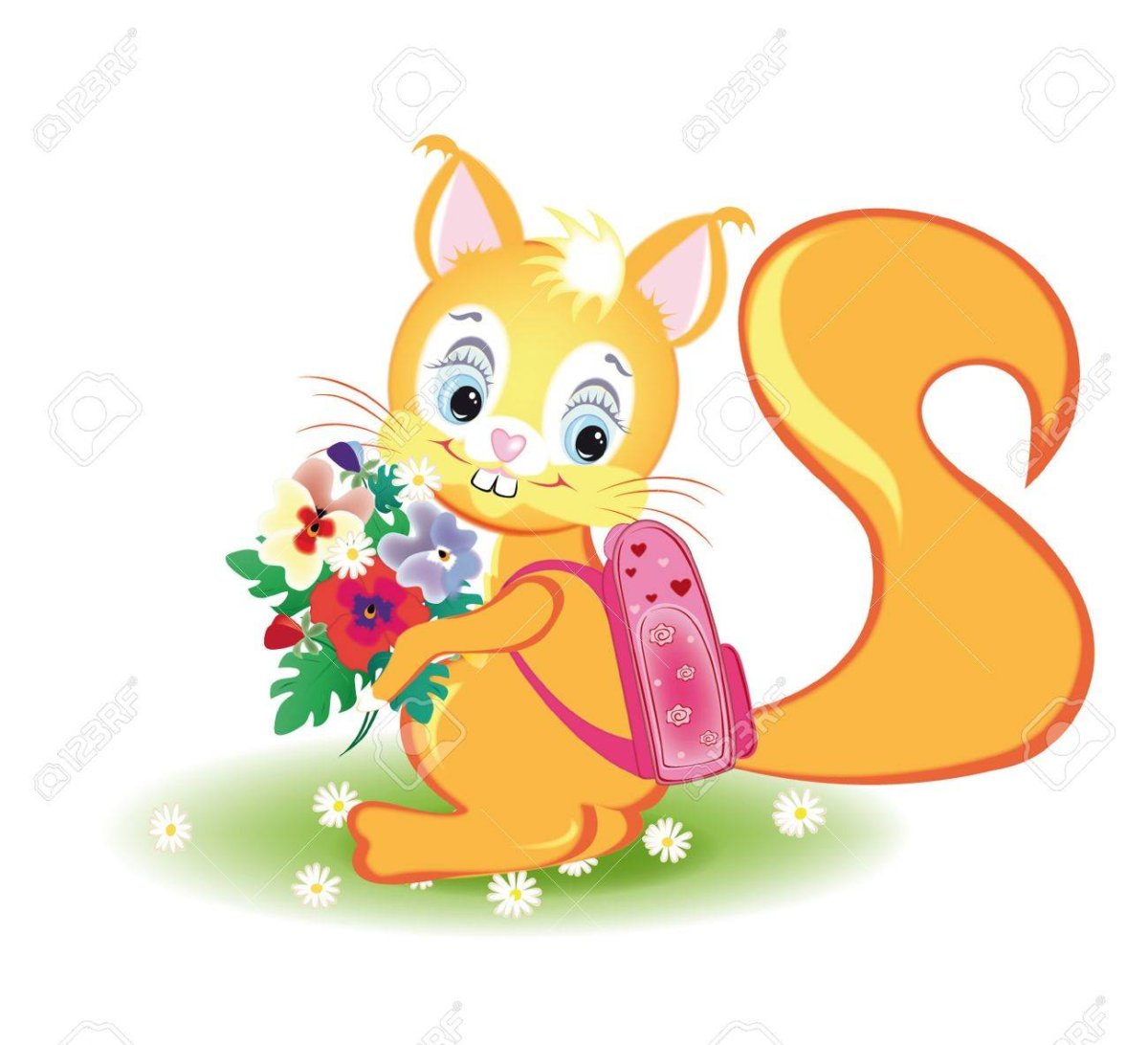 Белочка с портфелем