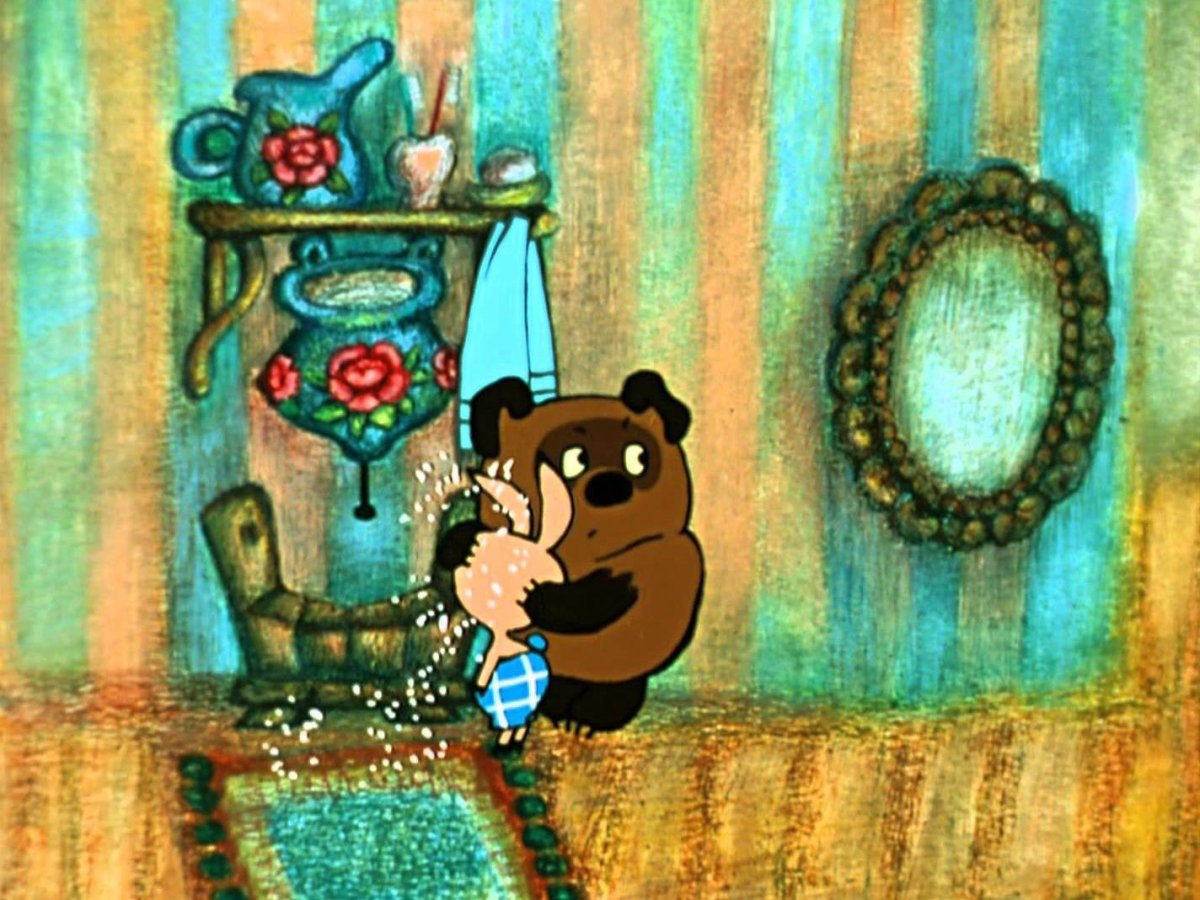 Винни пух и Пятачок в гостях у кролика