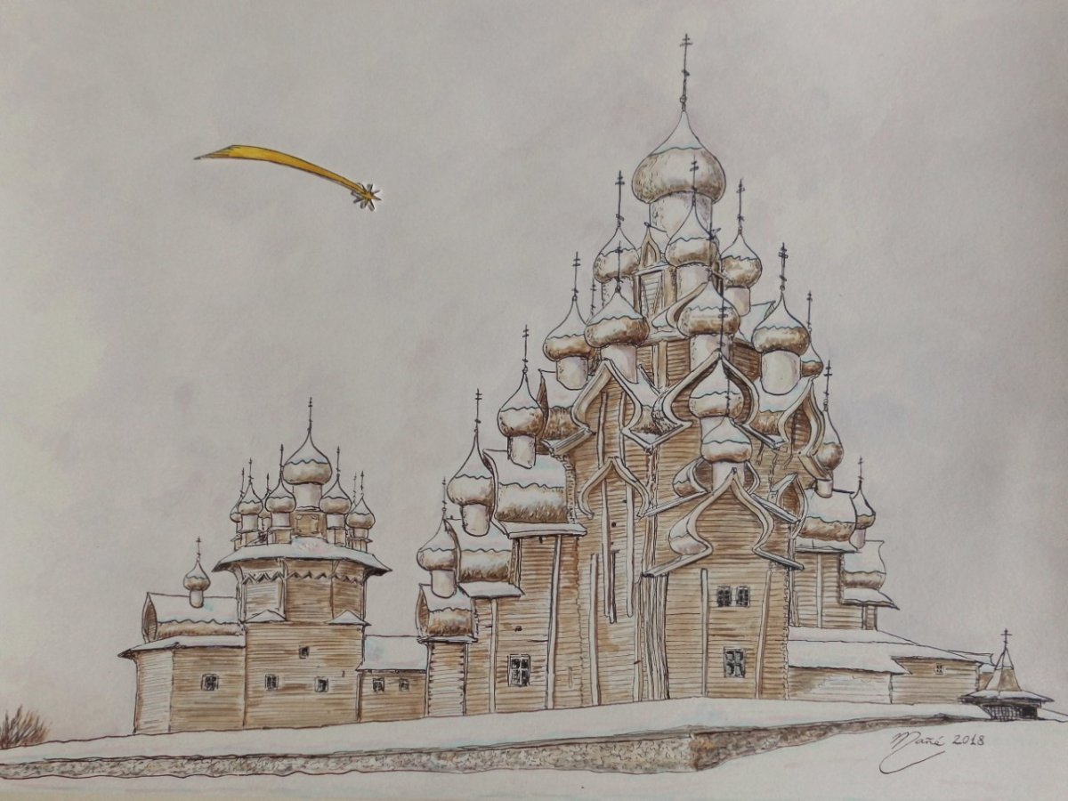 Преображенская Церковь Кижи Графика