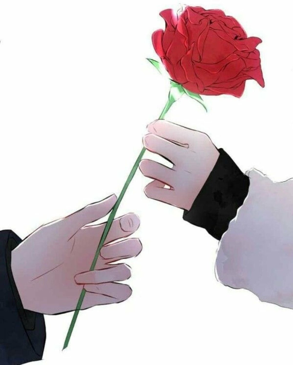 Аниме с цветами в руках