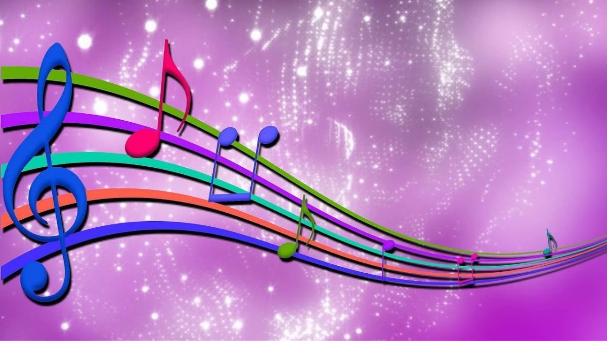 Радужный фон с нотами