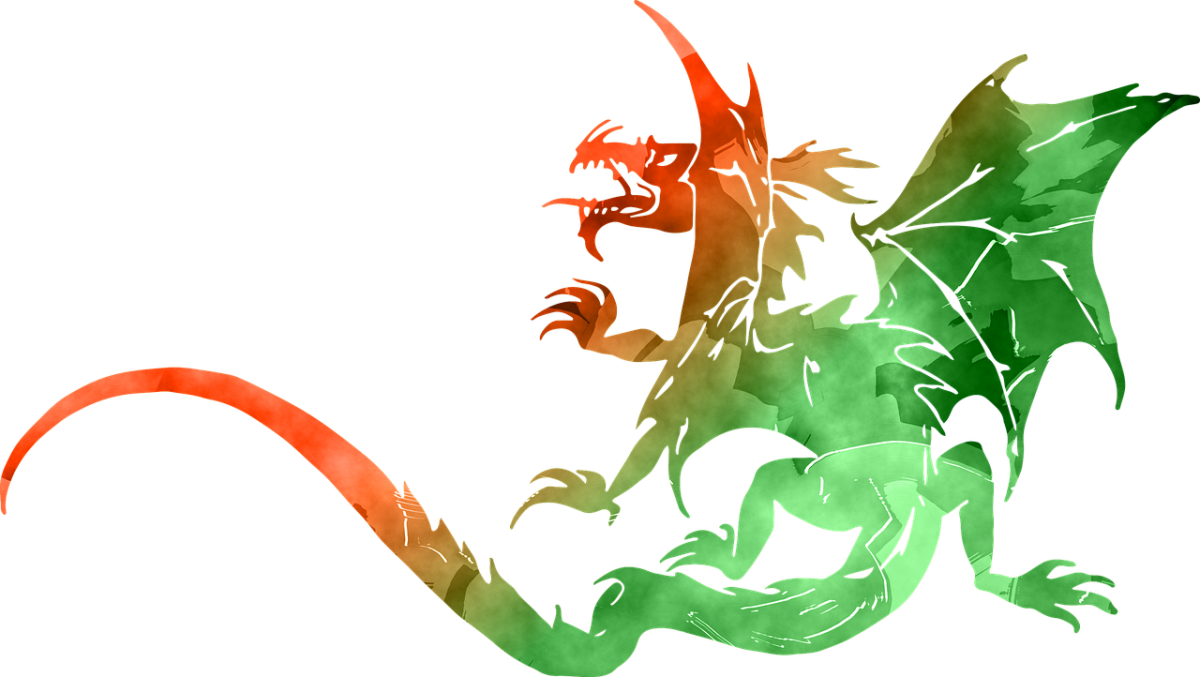 Черный дракон на прозрачном фоне