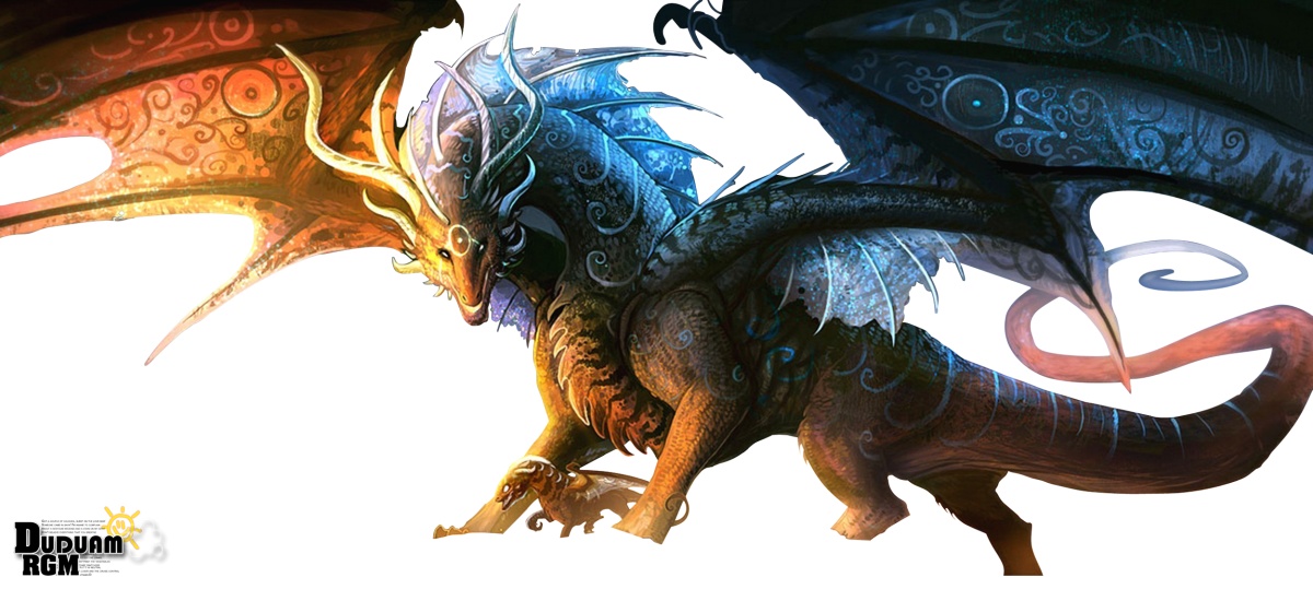 Дракон на белом фоне