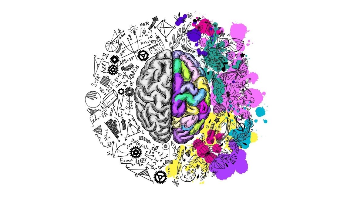 Эскизы мозга с цветами