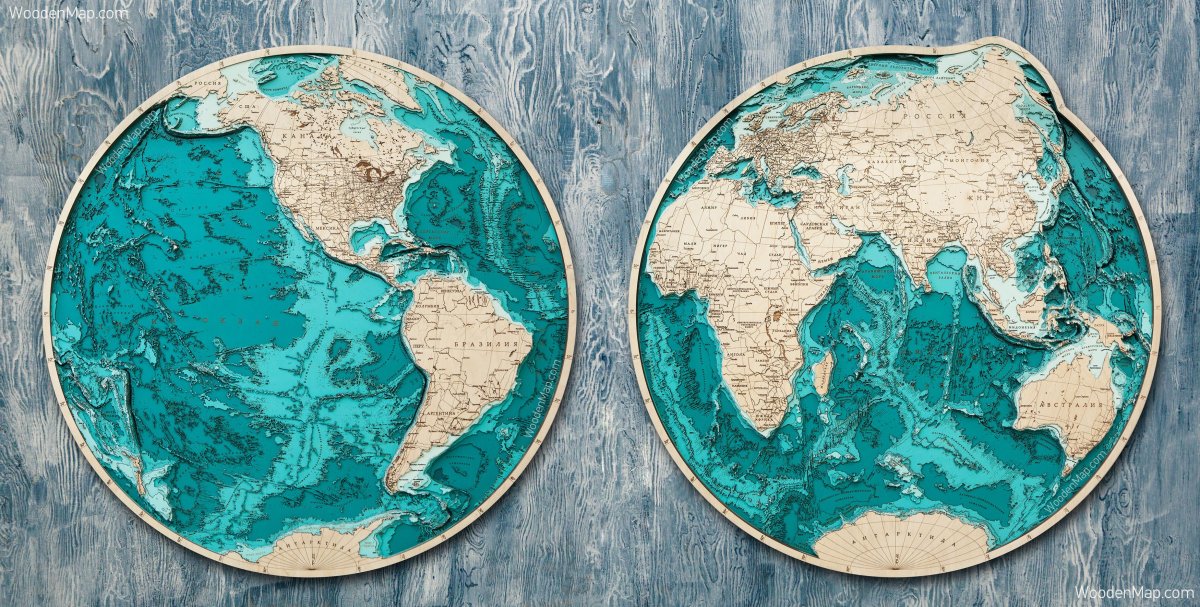 Карта земли Восточное полушарие Западное полушарие
